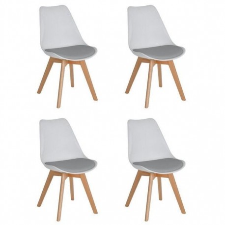 SILLA FRANKFURT BLANCA/GRIS, 4 PIEZAS - Envío Gratuito