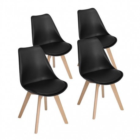 SILLA FRANKFURT NEGRA, 4 PIEZAS - Envío Gratuito
