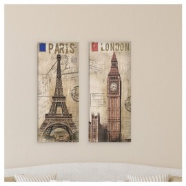 SET 2 CUADROS PARÍS/LONDRES LIENZO BETTER PLACE - Envío Gratuito