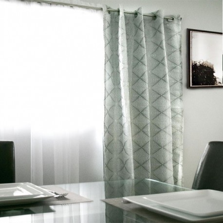 CORTINA ROMBOS GRIS 1.32X2.13 M - Envío Gratuito