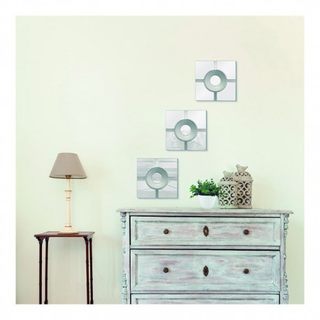 SET 3 ESPEJOS DECORATIVOS CUADRO PLATA - Envío Gratuito
