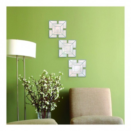 SET 3 ESPEJOS DECORATIVOS CUADRO PLATA PLACE - Envío Gratuito