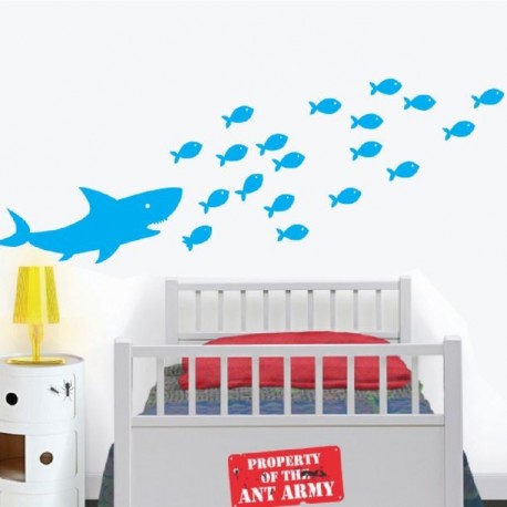 VINIL STANDAR NIÑO TIBURON CON PECES LUMIK - Envío Gratuito