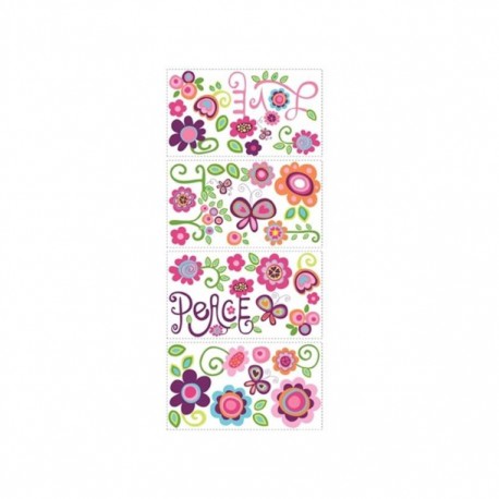 STICKER FLORES ROSAS 12CMX4.57M ROOM MATES - Envío Gratuito