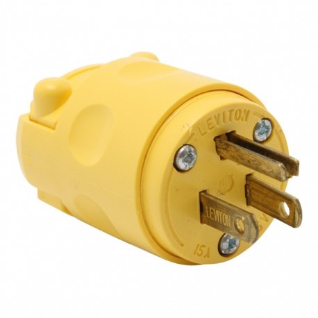 CLAVIJA C/TIERRA DE PVC AMARILLA LEVITON - Envío Gratuito
