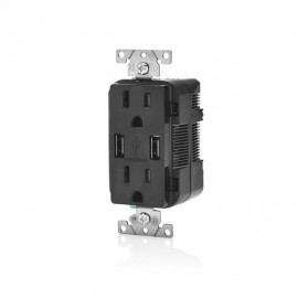 CONTACTO DUPLEX CARGADOR USB NEGRO - Envío Gratuito