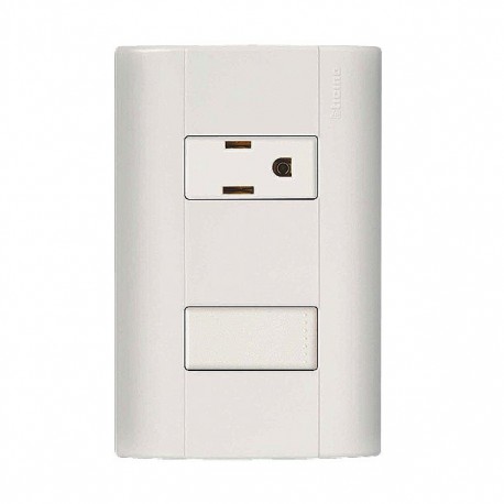 PLACA MARFIL + 1 INTERRUP + 1 TOMA - Envío Gratuito