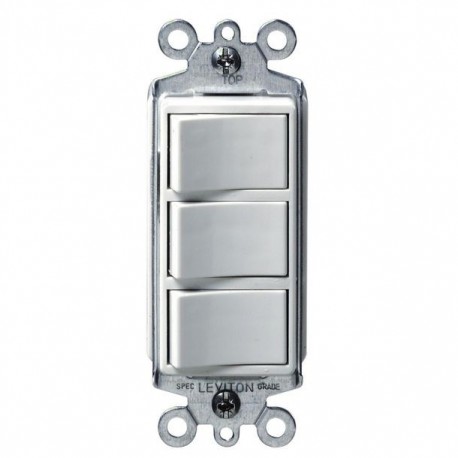 INTERRUPTOR DECOR TRIPLE BCO LEVITON - Envío Gratuito
