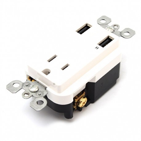 CONTACTO TR Y DOBLE CARGADOR USB BCO - Envío Gratuito