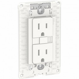 TOMA DUPLEX 2P+T GFCI 15A 127VCA BLANCO SCHNEIDER ELECTRIC - Envío Gratuito