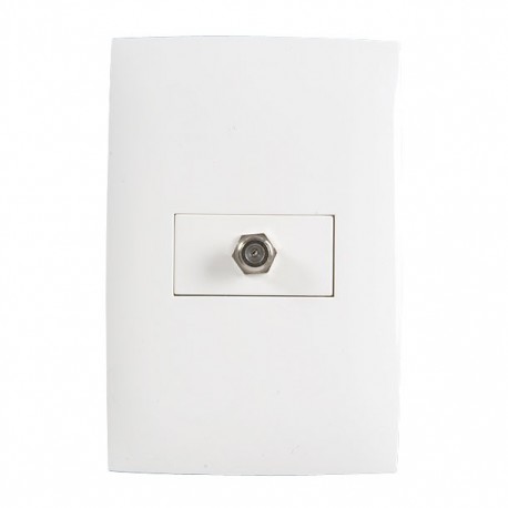 TOMA COAXIAL UN MÓDULO CON PLACA BLANCO - Envío Gratuito