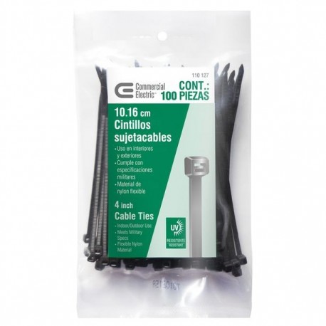 CINCHOS 100 PIEZAS COLOR NEGRO COMMERCIAL ELECTRIC - Envío Gratuito