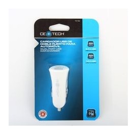 CARGADOR USB 2 PUERTOS PARA AUTOS BLANCO CE TECH - Envío Gratuito