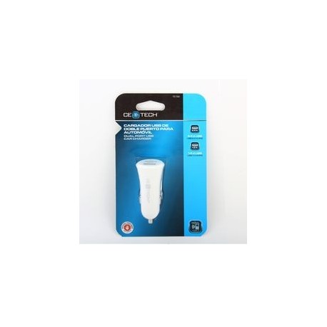 CARGADOR USB 2 PUERTOS PARA AUTOS BLANCO CE TECH - Envío Gratuito