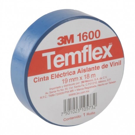 3M TEMFLEX CINTA ELÉCTRICA MODELO 1600 91 MM X 18 M COLOR AZUL - Envío Gratuito