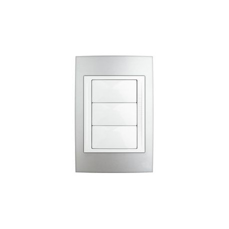 PLACA 3 MÓDULOS PLÁSTICA COLOR PLATA - Envío Gratuito