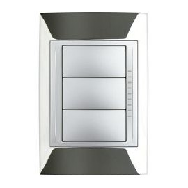 PLACA 3 MÓDULOS METÁLICA CROMO BRILLANTE - Envío Gratuito