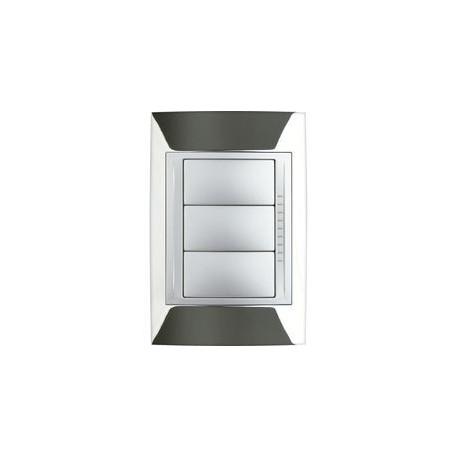 PLACA 3 MÓDULOS METÁLICA CROMO BRILLANTE - Envío Gratuito