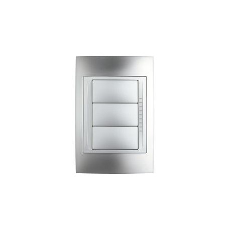 PLACA 3 MÓDULOS METÁLICA COLOR CROMO - Envío Gratuito