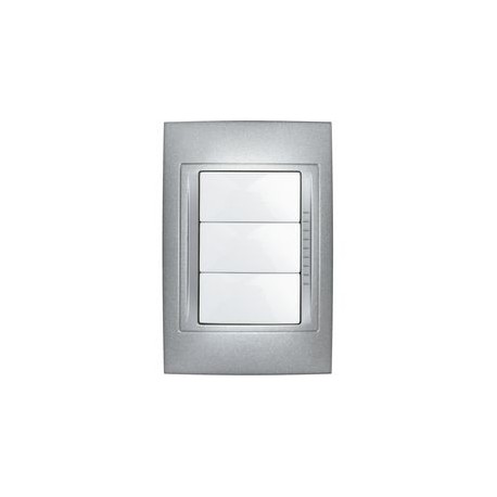 PLACA 3 MÓDULOS PLÁSTICA COLOR ALUMINIO - Envío Gratuito