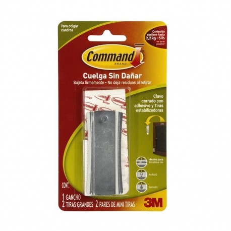 3M COMMAND COLGADOR SUJETADOR SOPORTE DENTADO PLATA - Envío Gratuito