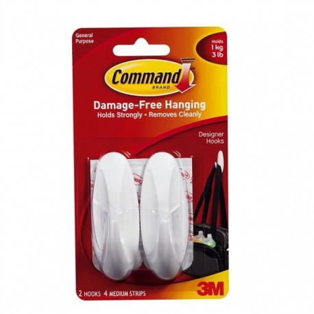3M COMMAND GANCHO SUJETADOR MEDIANO COLOR BLANCO - Envío Gratuito