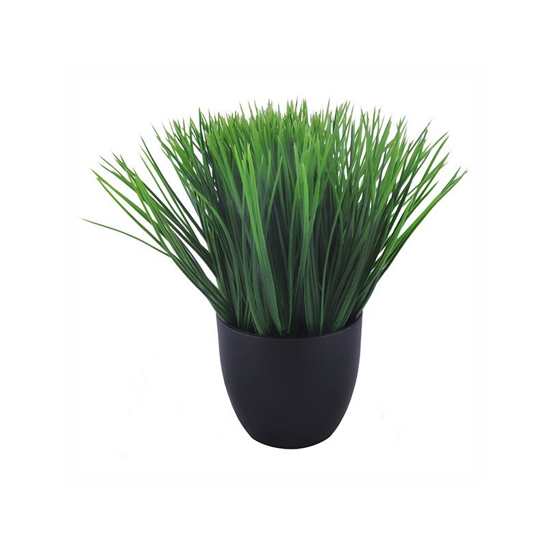 GREENTIME Paquete de 4 plantas falsas en maceta negra, pequeña planta  artificial en maceta de eucalipto, hierba de trigo, plantas artificiales en